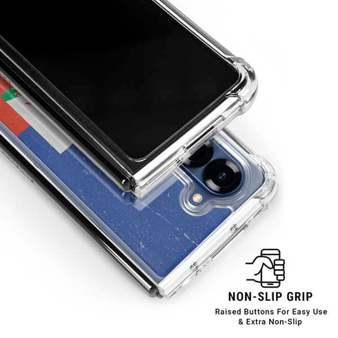 Haitian Flag Distressed Galaxy Z Fold7 Clear Case